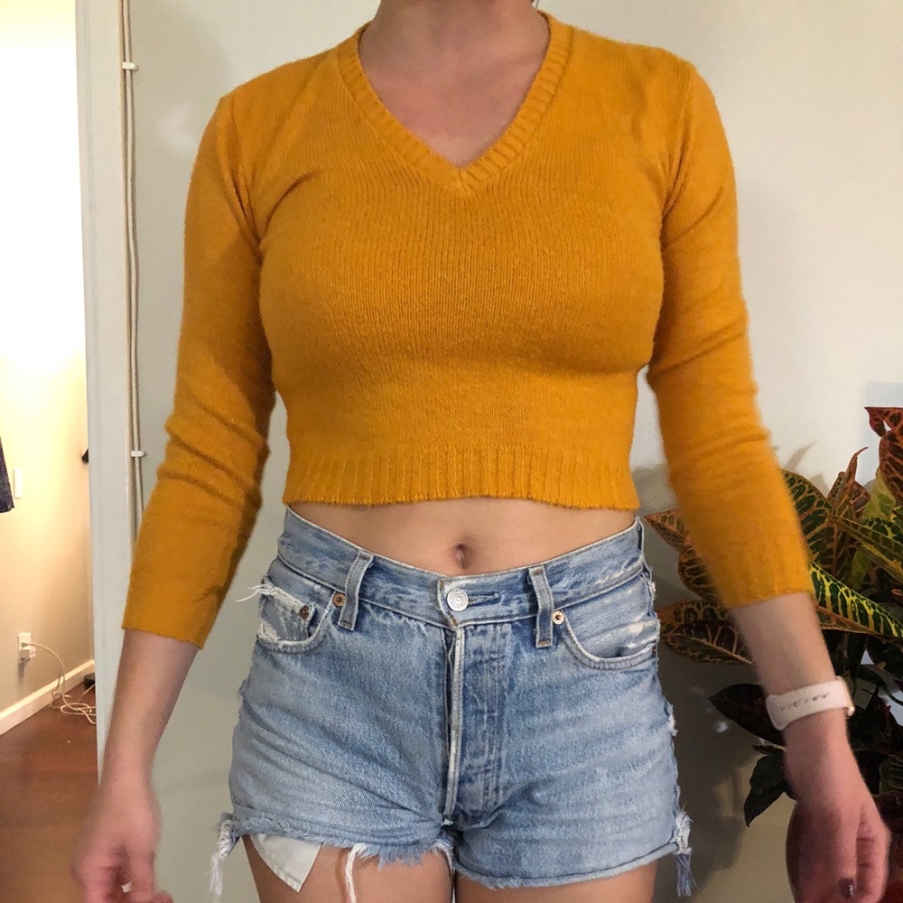 Vintage mustard yellow crop top